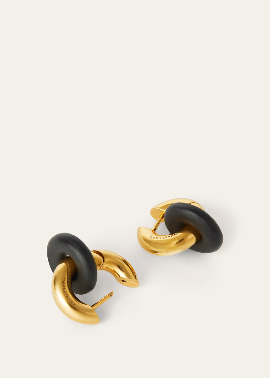 Duo oorbellen van zwart messing / gouden zon sieraden