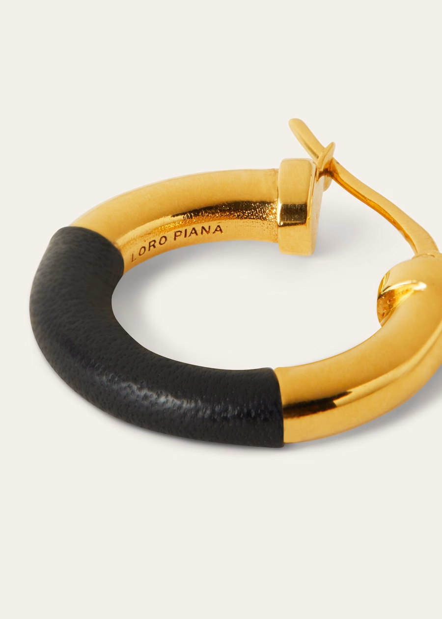 Duo Hoop oorbellen van zwart messing met gouden zon-sieraden