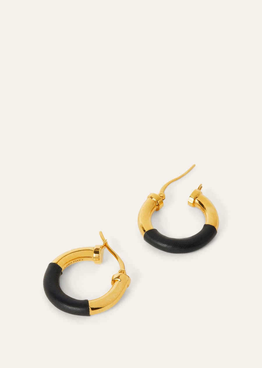 Duo Hoop oorbellen van zwart messing met gouden zon-sieraden