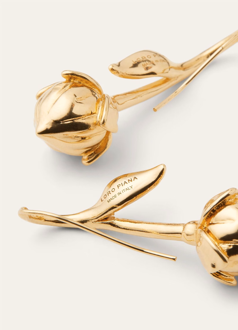 Messing bloemknop oorbellen gouden zon sieraden
