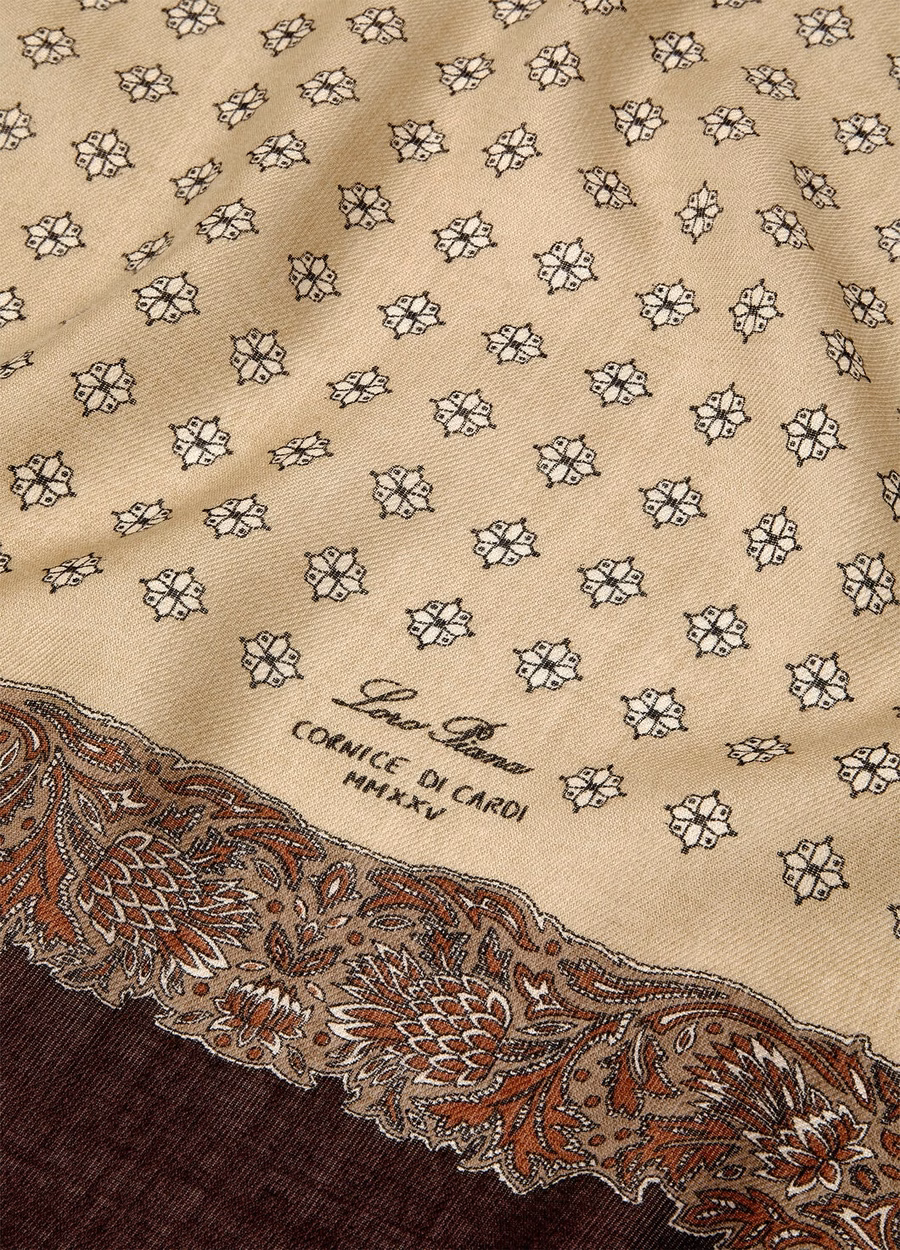 Loro Piana Wollen Safari Sjaal Beige/Mahonie/Amber