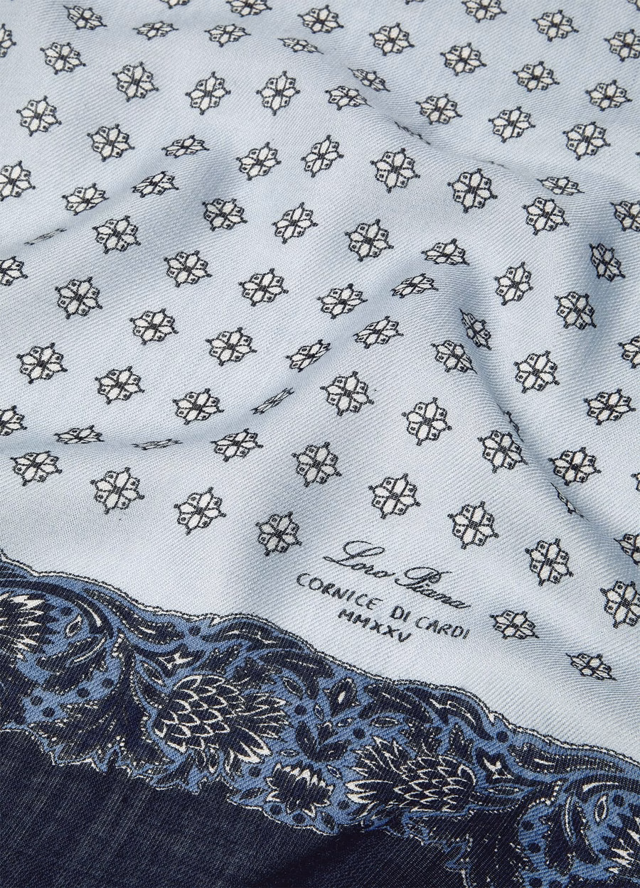 Loro Piana Foulard wollen sjaal in droomblauw/blauwmarijn/blauwe kwarts