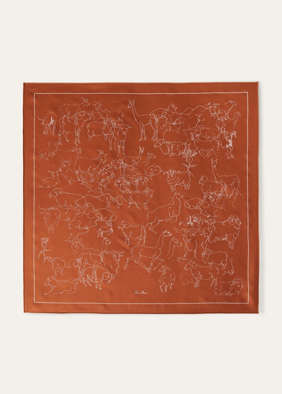 de kunst van de fijnste vezels zijden foulard in oranjeroestbruinwit