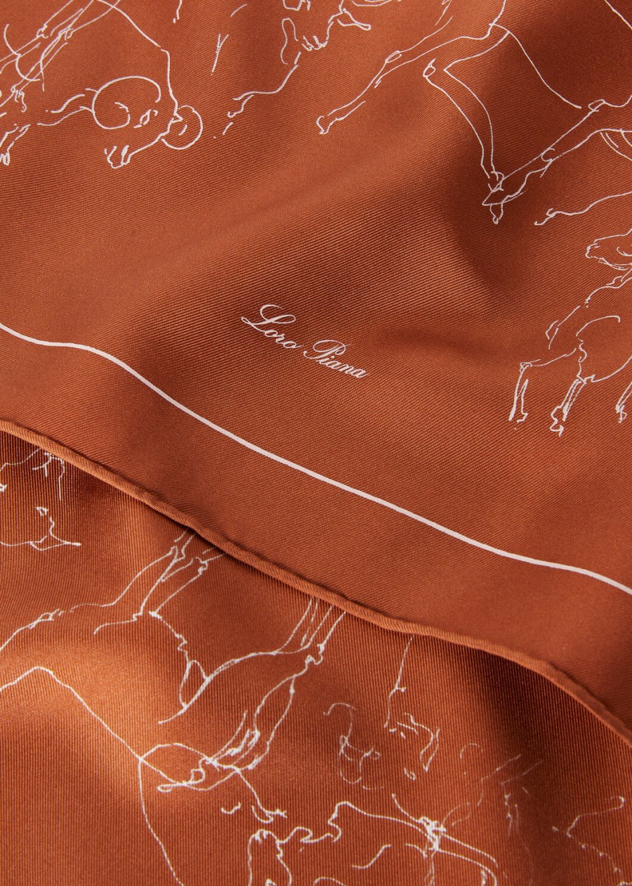 de kunst van de fijnste vezels zijden foulard in oranjeroestbruinwit