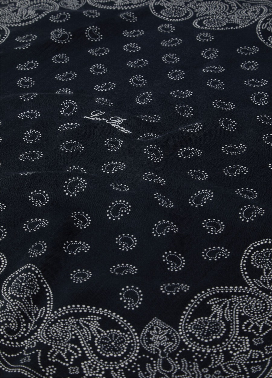 marineblauwewitte wollen foulard bandana