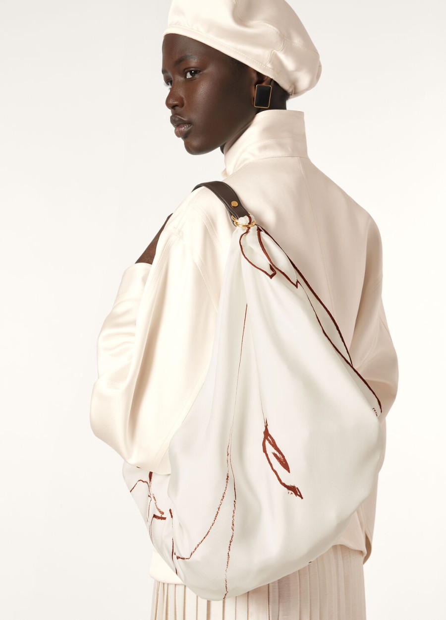 loro piana handvat foulard kalfsleer donkere chocolade dropzonnegoud