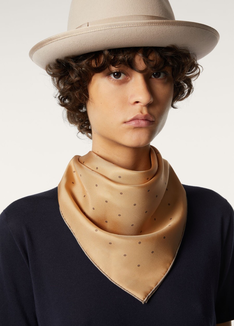 polka dot foulard zijde lotuswortelbruin