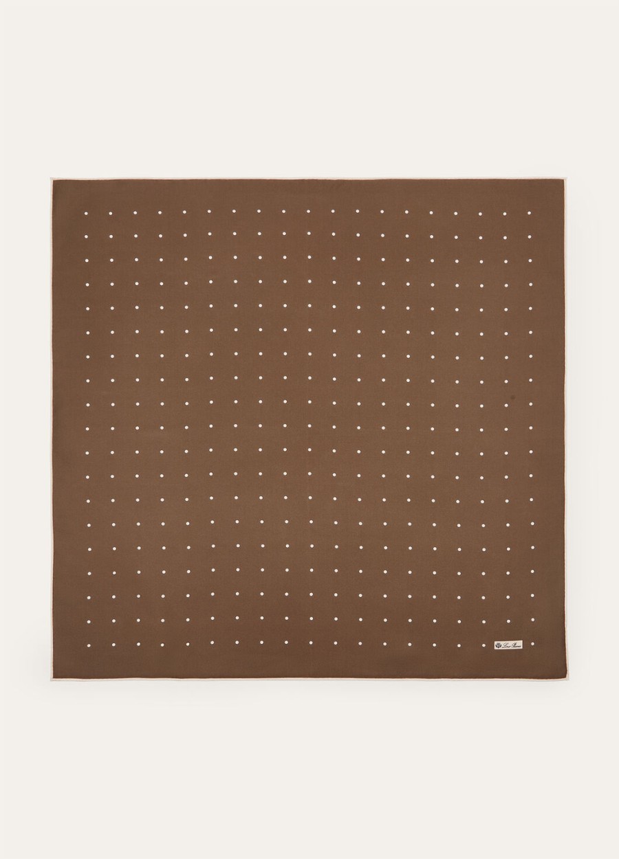 pois foulard zijde modderbruinivoor pois