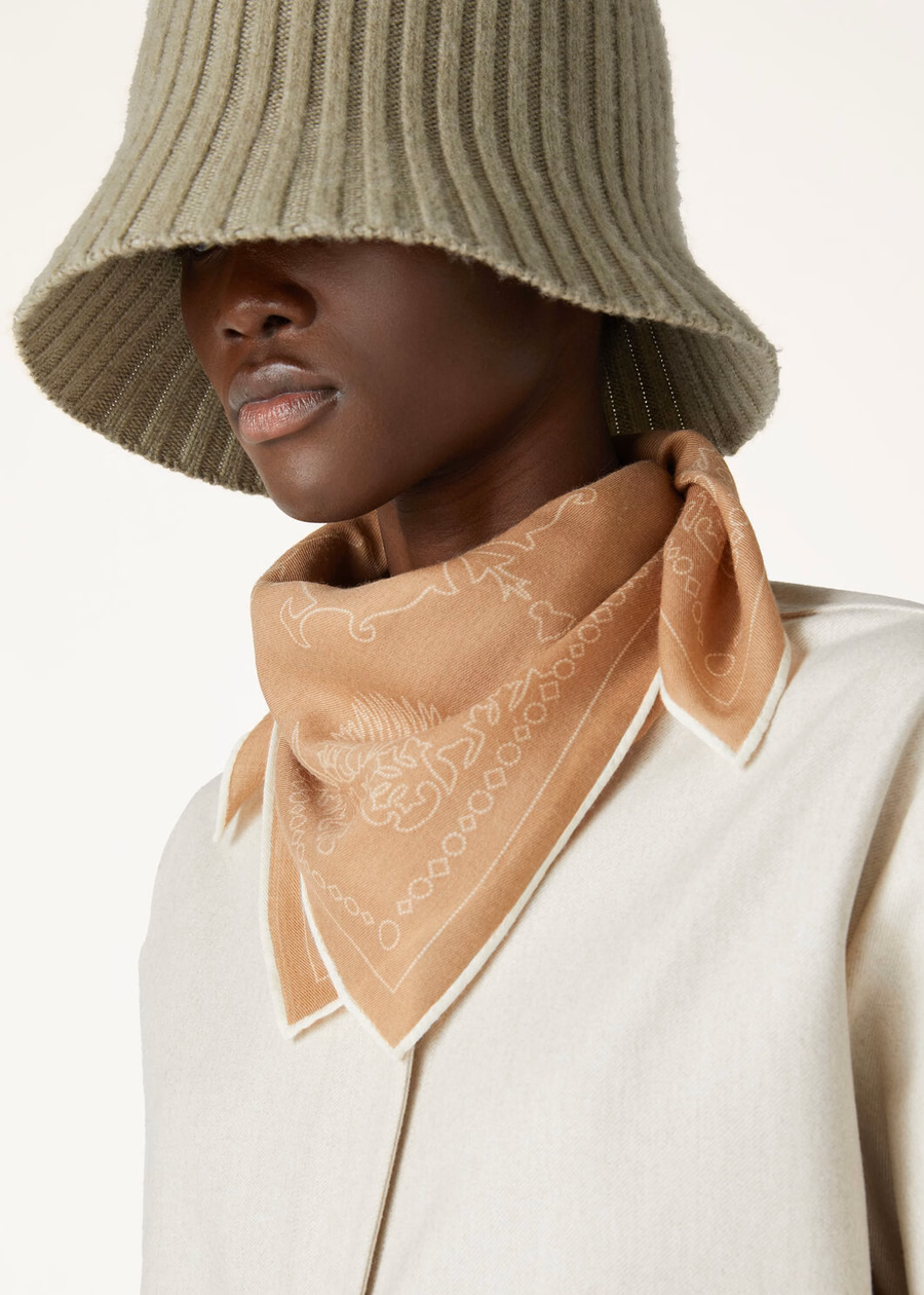 Cardo Foulard wollen sjaal in naturel licht camel/wit