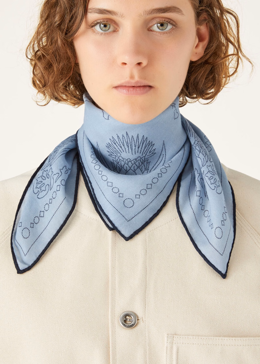 Cardo wollen sjaal stoffig blauw/marineblauw