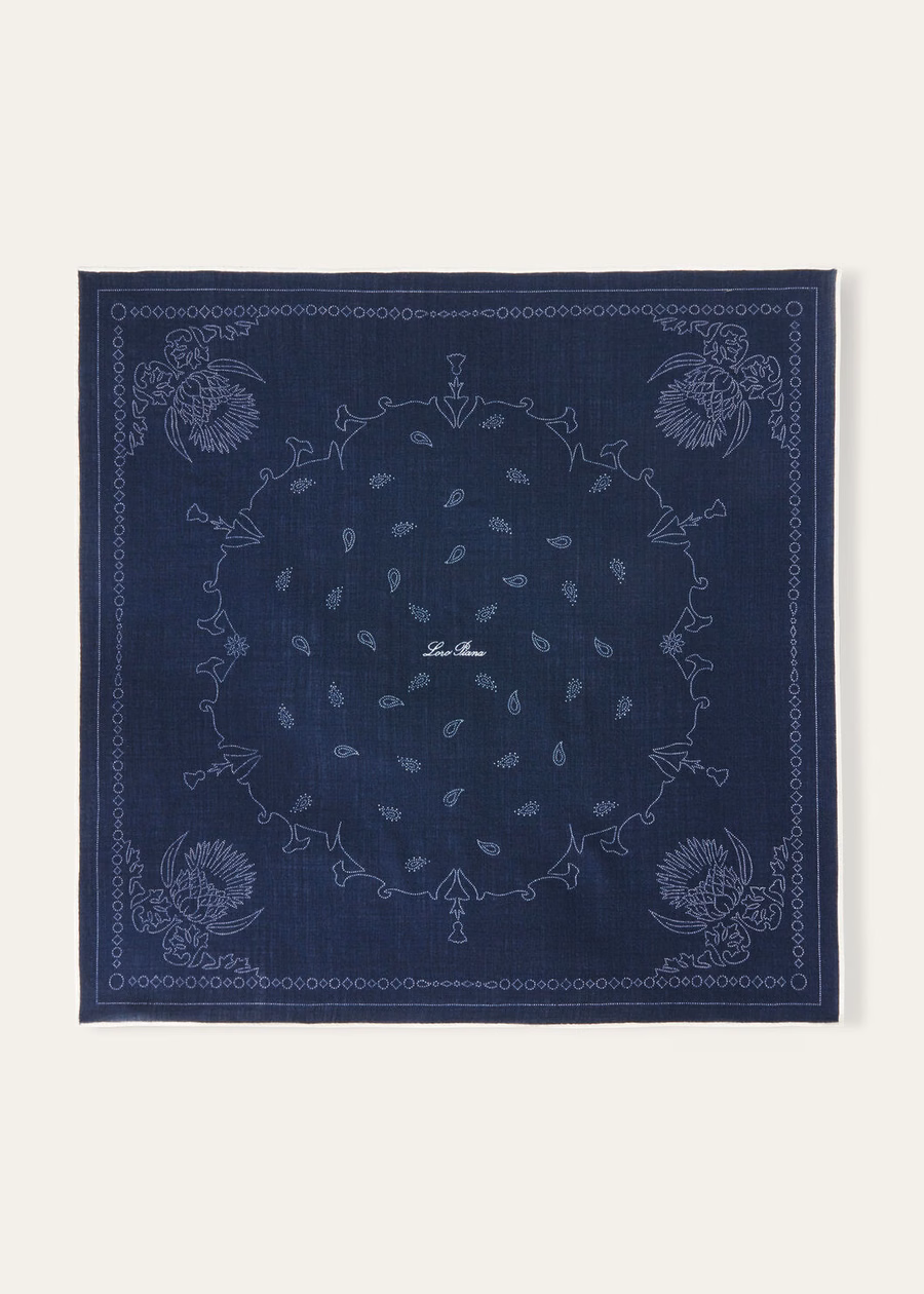 Cardo wollen sjaal Eclipse blauw/wit