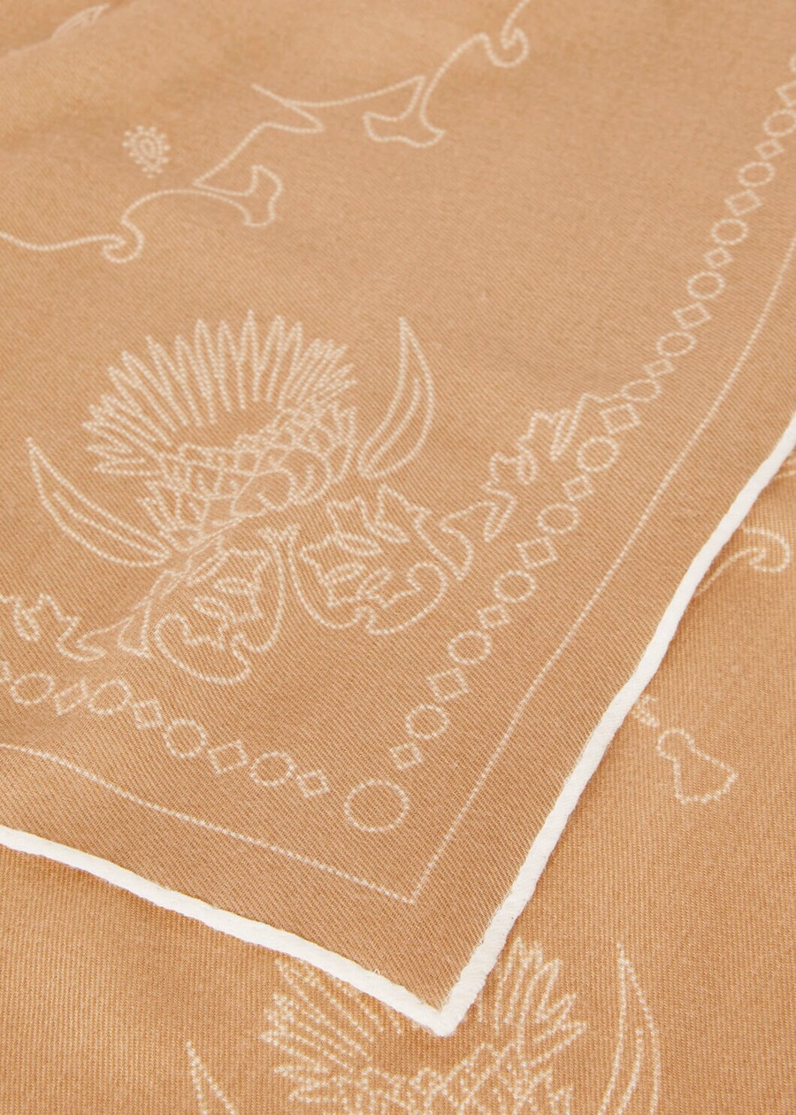 Cardo Foulard wollen sjaal in naturel licht camel/wit