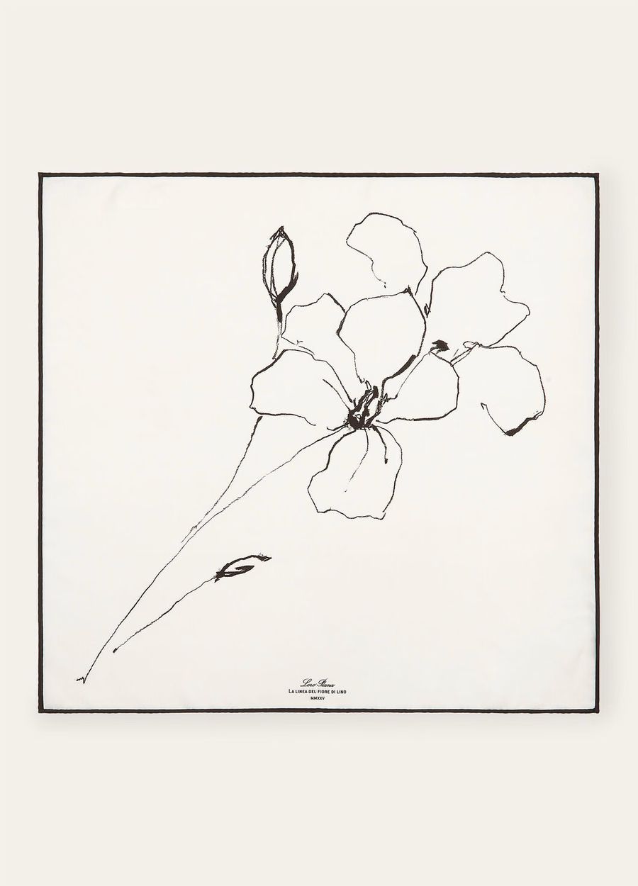 La Linea Del Fiore Di Lino Foulard Zijde Wit/Zwart