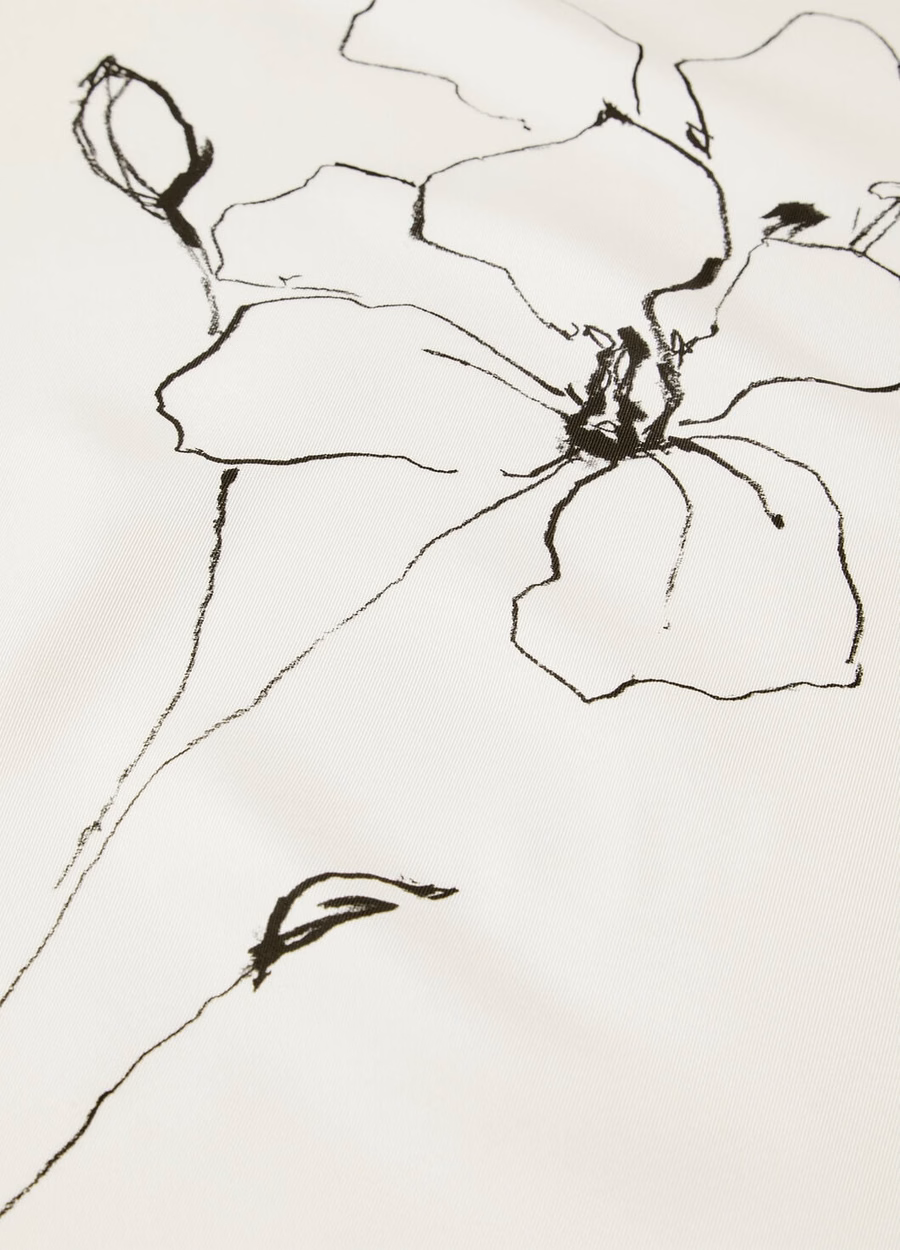 La Linea Del Fiore Di Lino Foulard Zijde Wit/Zwart