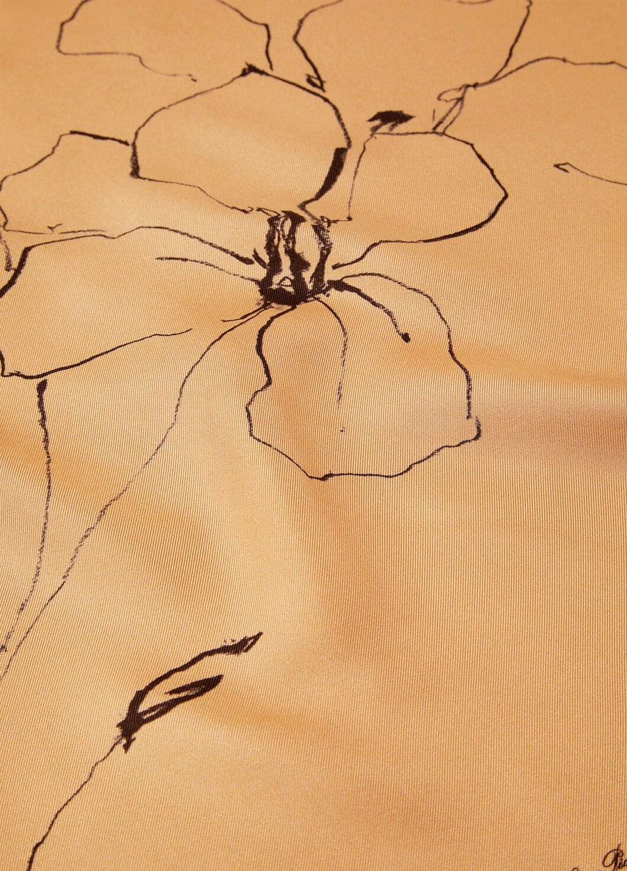La Linea Del Fiore Di Lino Foulard Zijde Goudbruin/Donker Chocolade