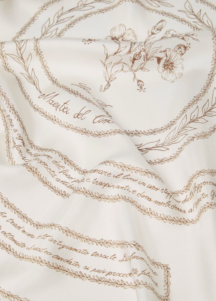Maestri Del Lino Foulard Zijde Wit/Karamelbruin