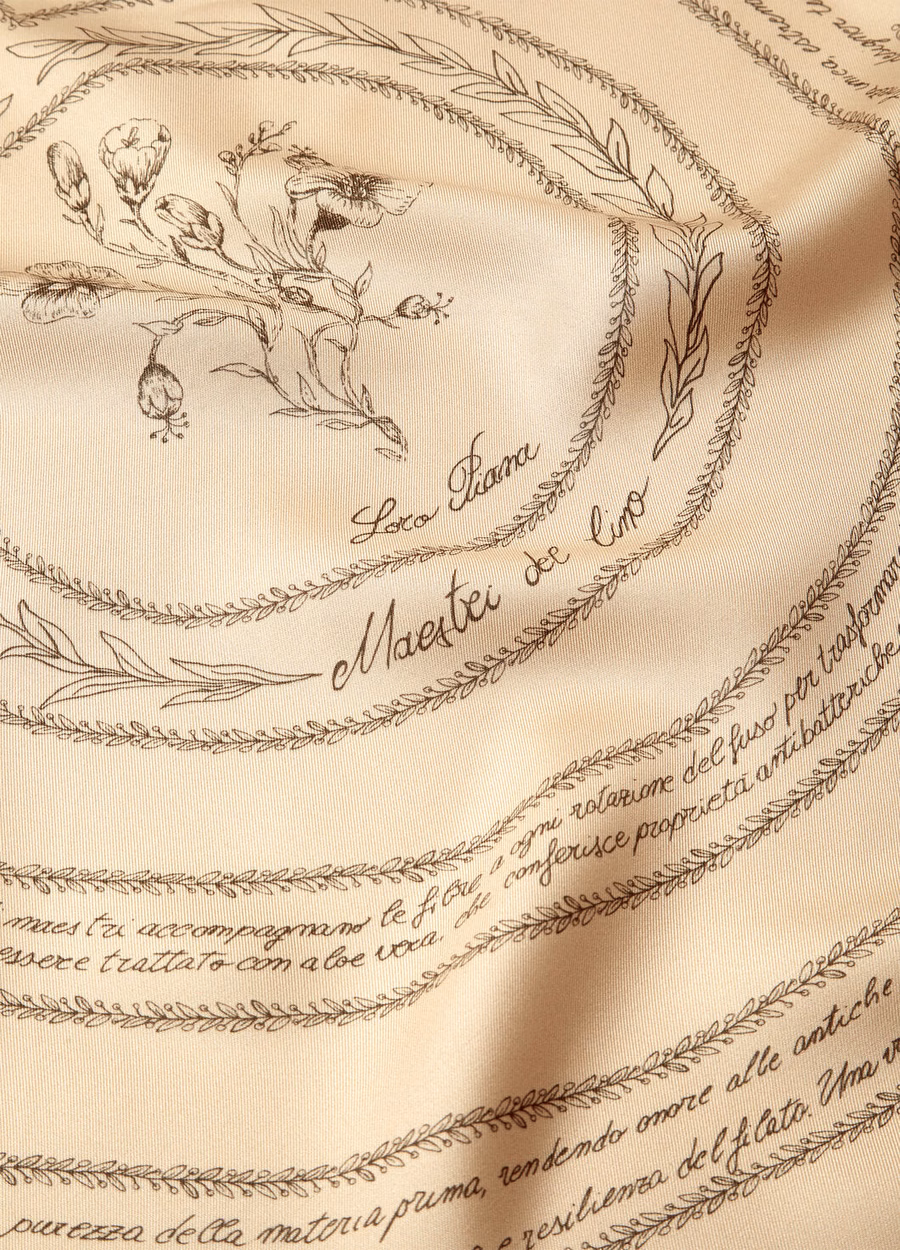Maestri Del Lino Foulard Zijde Crème/Koffiebruin