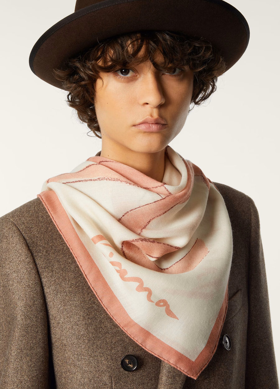 Punto Rasato Foulard Zijde Kasjmier Papyrus/Roze Cameo