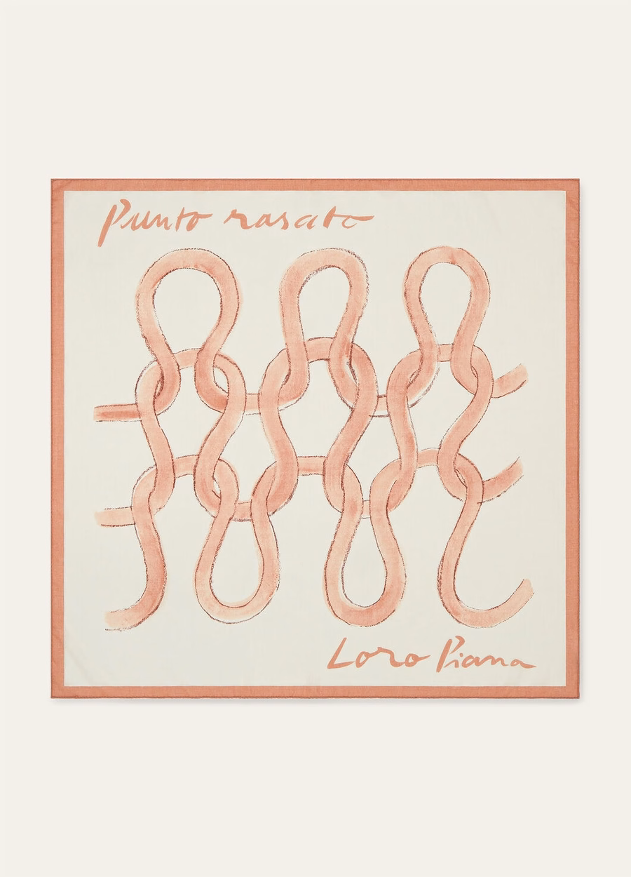 Punto Rasato Foulard Zijde Kasjmier Papyrus/Roze Cameo
