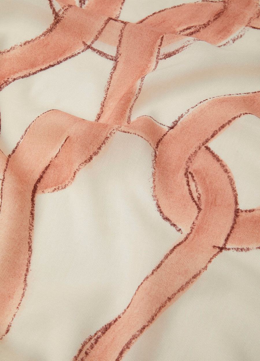 Punto Rasato Foulard Zijde Kasjmier Papyrus/Roze Cameo