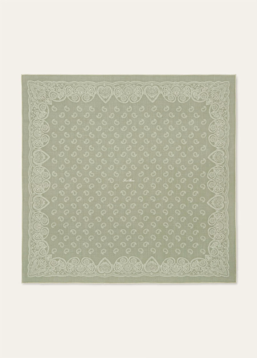 Loro Piana Bandana Foulard Wol Mintgroen/Wit