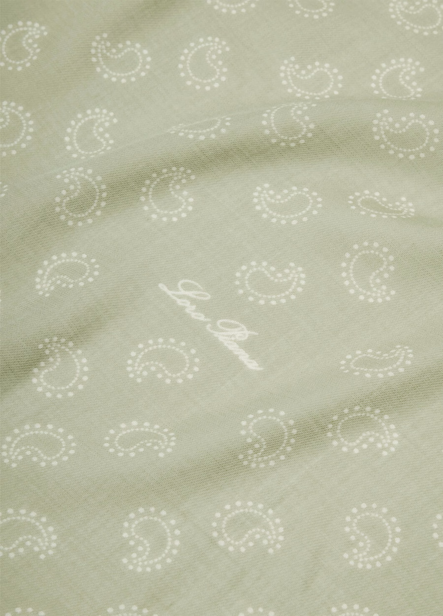 Loro Piana Bandana Foulard Wol Mintgroen/Wit