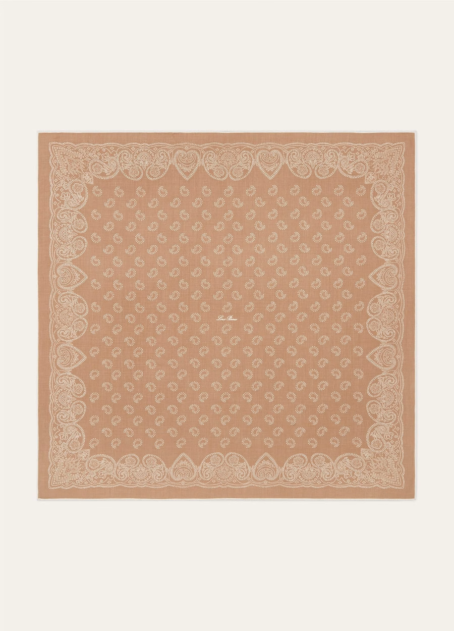 Loro Piana Bandana Foulard Wol Tan/Wit