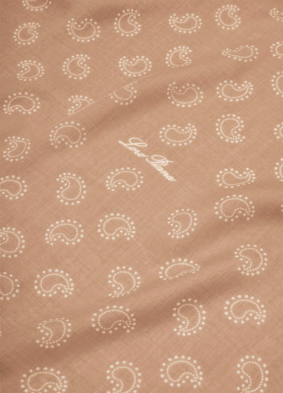 Loro Piana Bandana Foulard Wol Tan/Wit