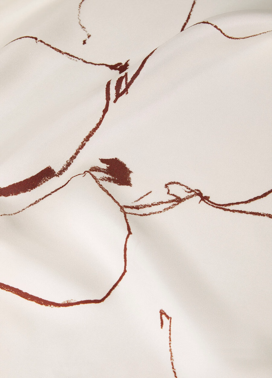 La Linea Del Fiore Di Lino Foulard Zijdewit/sanguine potlood