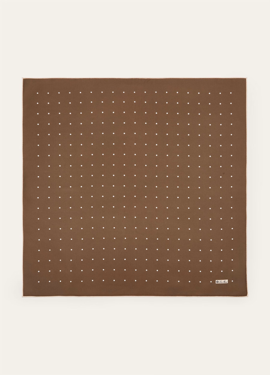 Pois Foulard Zijde Modderbruin/Ivoor Pois