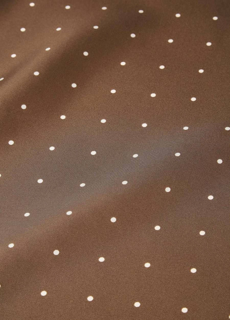 Pois Foulard Zijde Modderbruin/Ivoor Pois