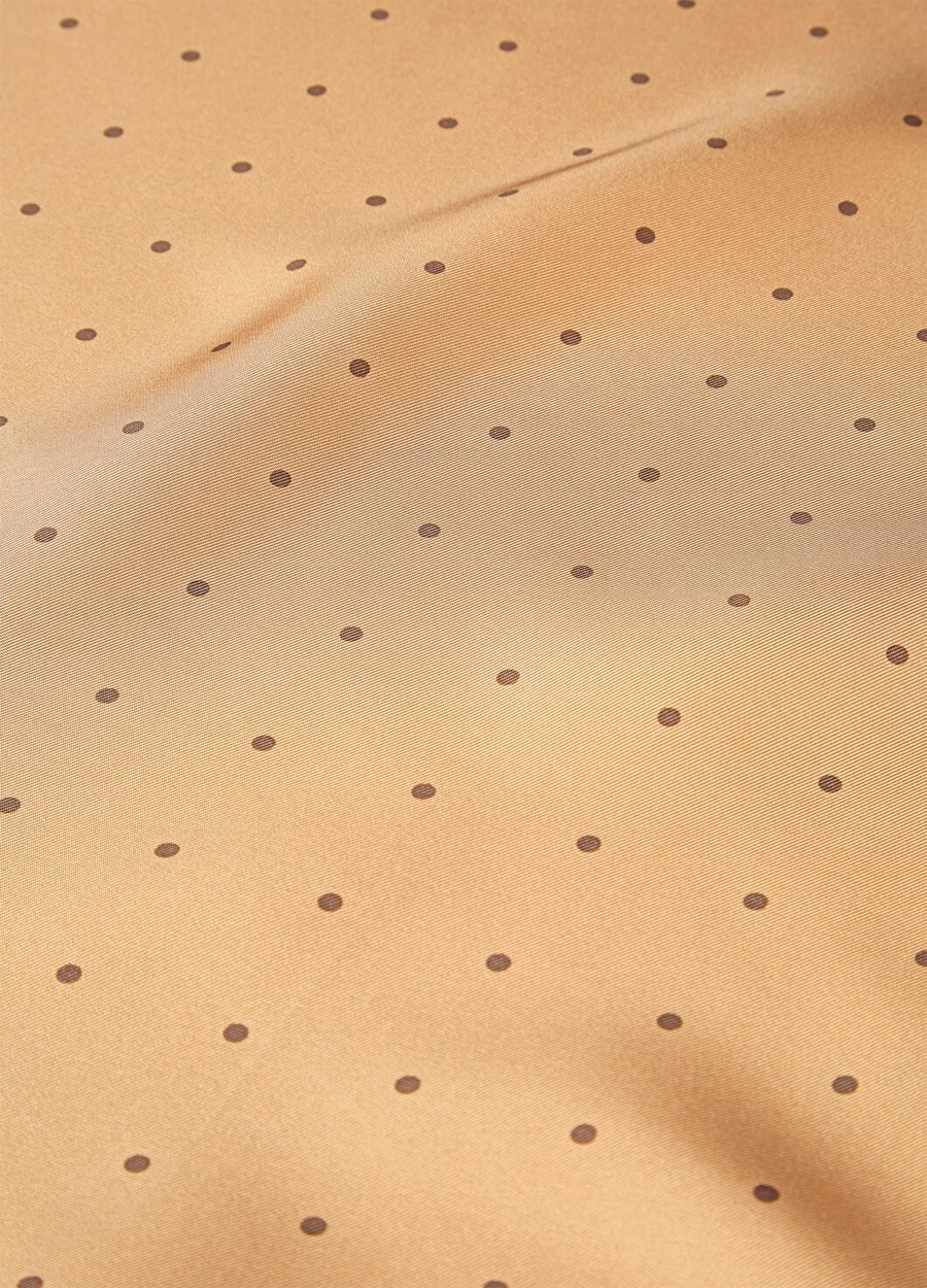 Polka Dot Foulard Zijde Lotuswortel/Bruin