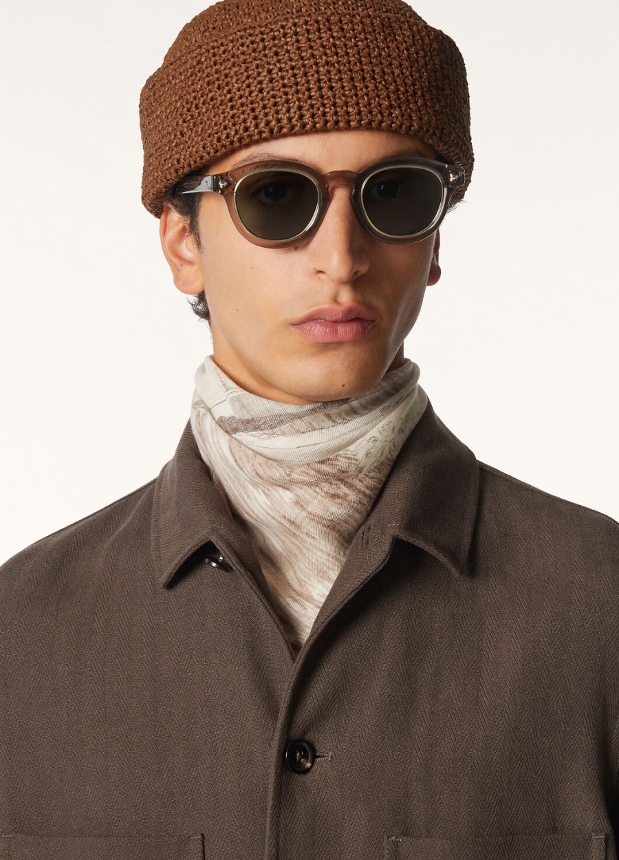 loro piana storm system foulard wool - storm system shade sepiapinecone brownivory