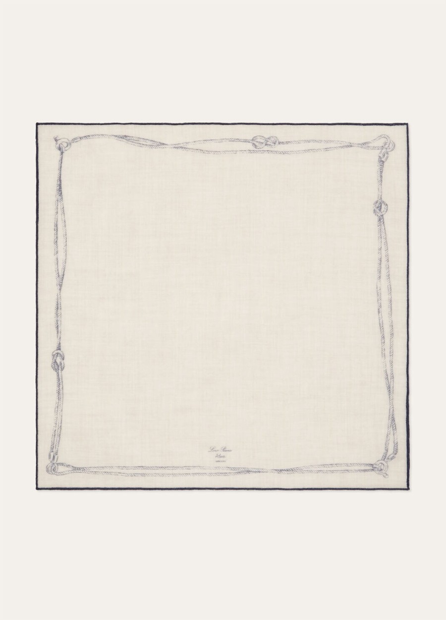 loro piana alare zijde kasjmier foulard sandshell beigemarineblauw