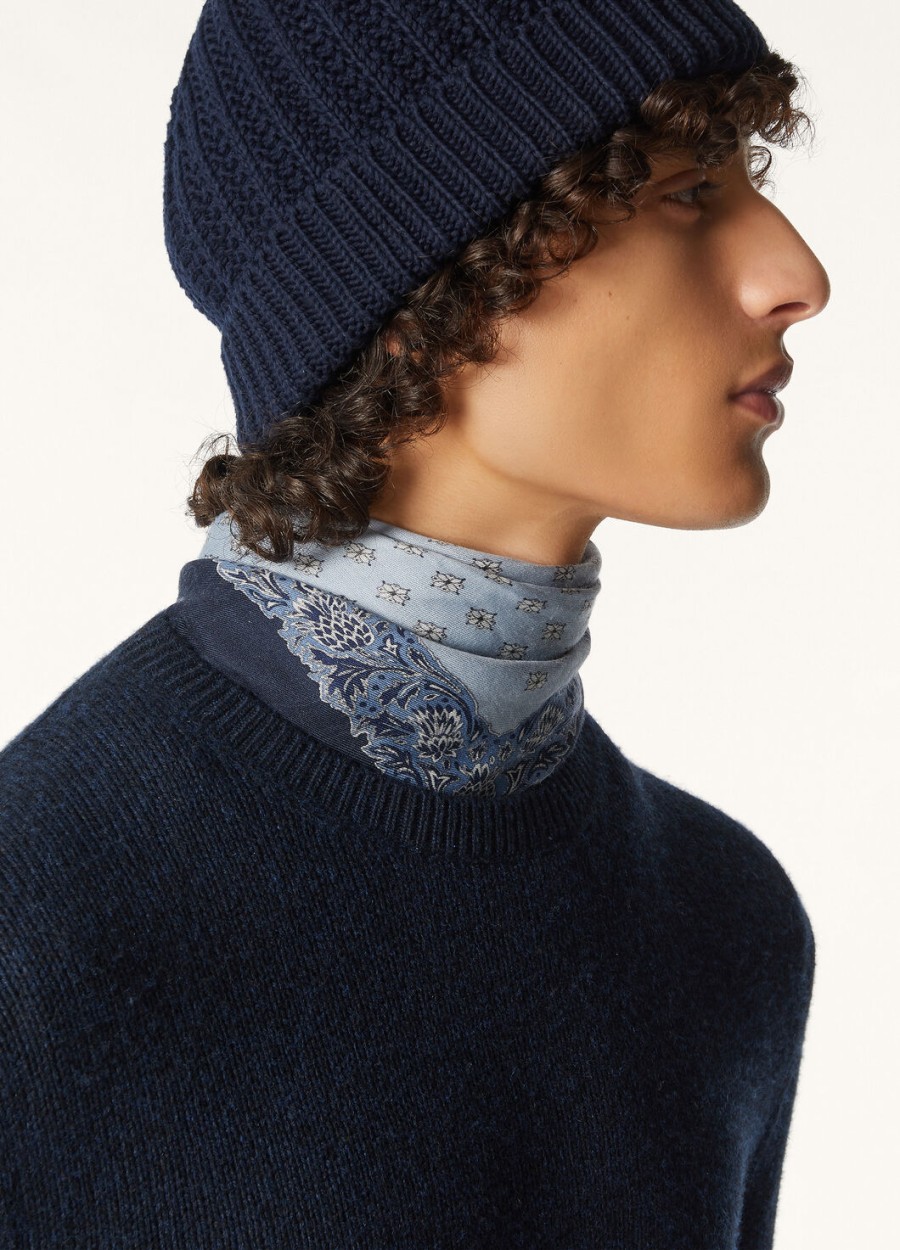 loro piana foulard wollen sjaal in droomblauwblauwmarijnblauwe kwarts
