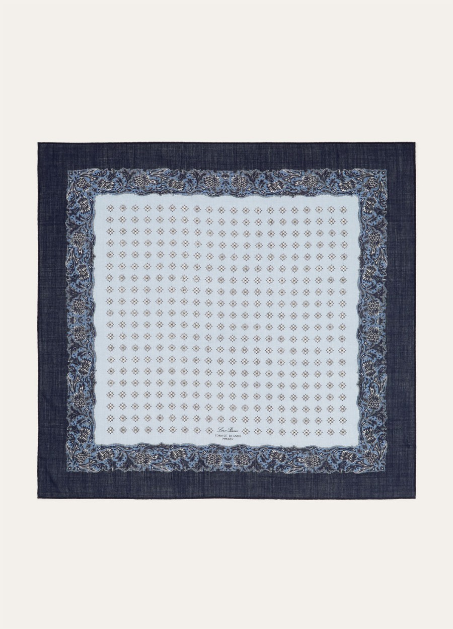loro piana foulard wollen sjaal in droomblauwblauwmarijnblauwe kwarts