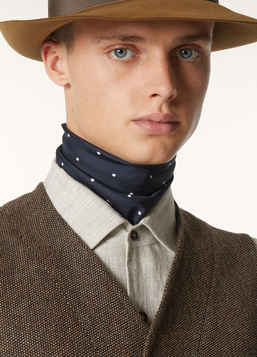 loro piana pois foulard zijde blauw marinewit