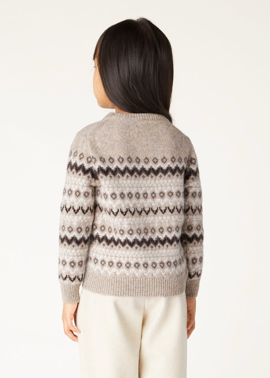 Kinder Alpe Pile Crewneck Kasjmier Beige/Shadow Melange