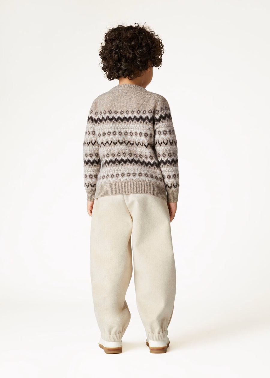 Kinder Alpe Pile Crewneck Kasjmier Beige/Shadow Melange
