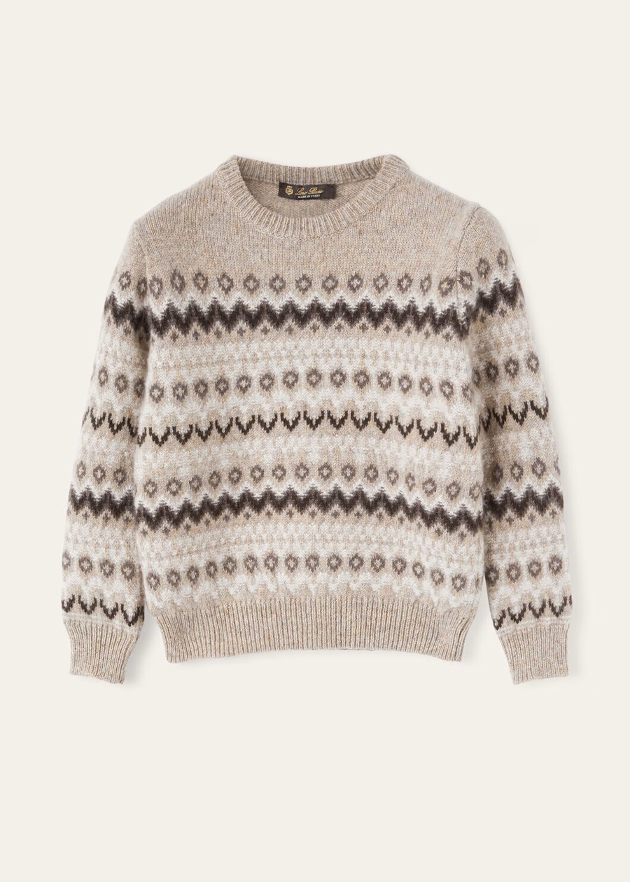 Kinder Alpe Pile Crewneck Kasjmier Beige/Shadow Melange