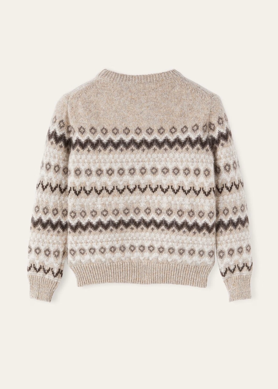 Kinder Alpe Pile Crewneck Kasjmier Beige/Shadow Melange