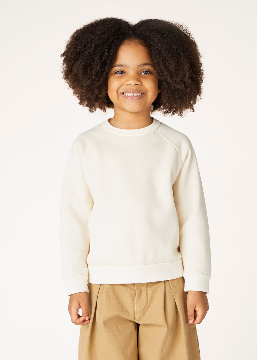 Kinder Whitney Crewneck Katoen Zijde Kasjmier Nougat