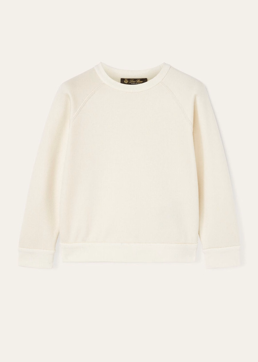 Kinder Whitney Crewneck Katoen Zijde Kasjmier Nougat