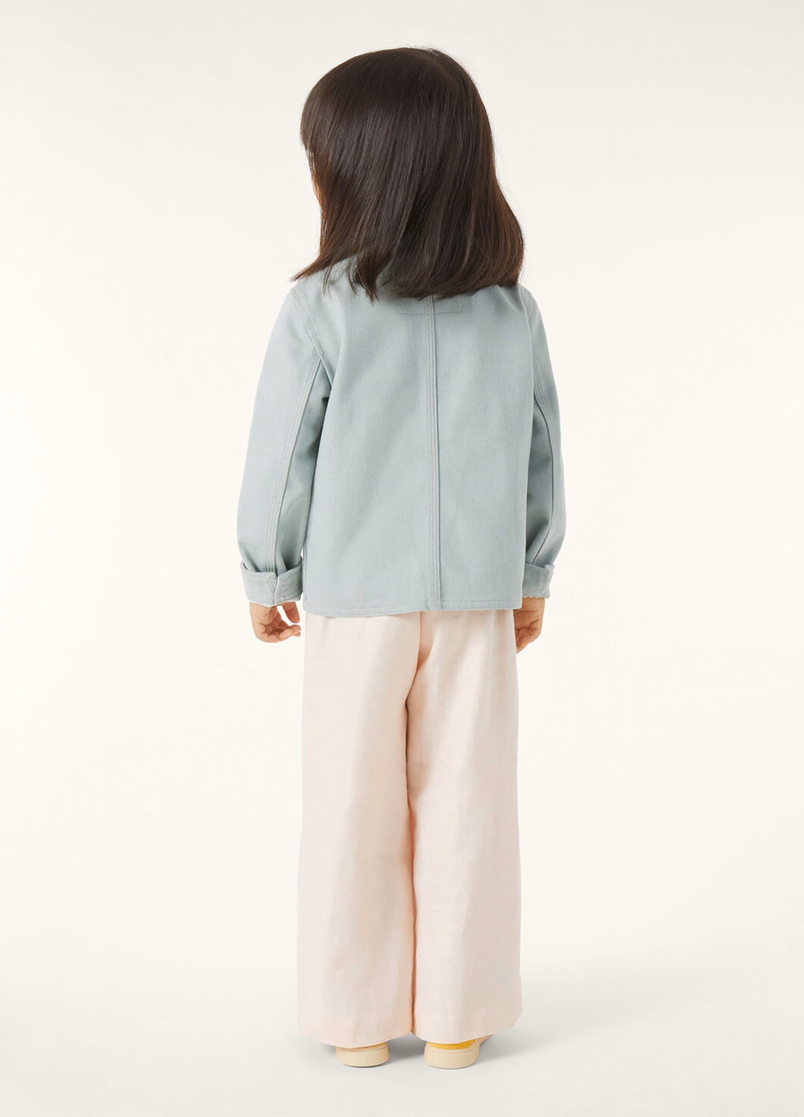 Farley Kinderjasje van denim met bloemen en azuurblauwe cactus