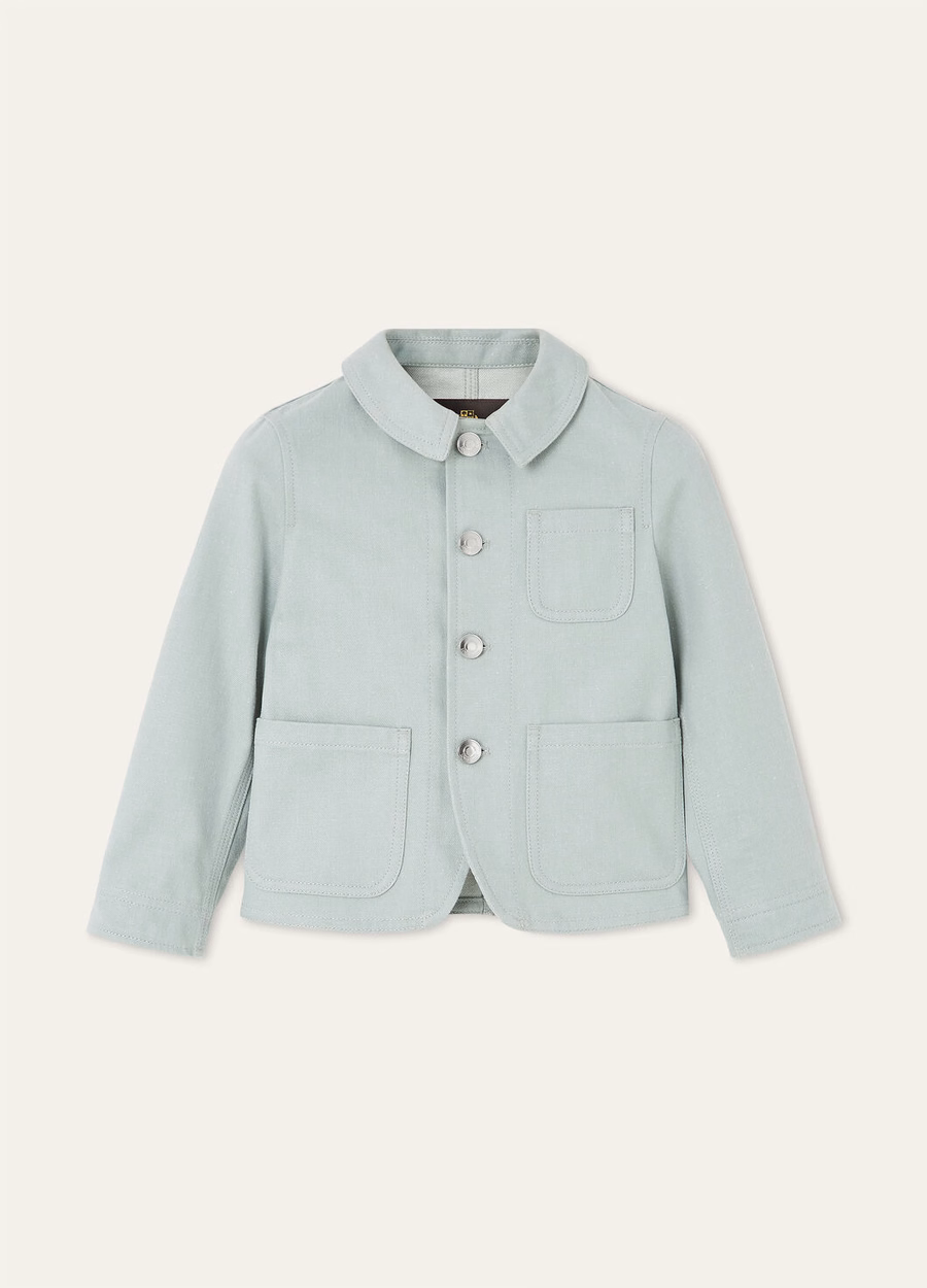 Farley Kinderjasje van denim met bloemen en azuurblauwe cactus