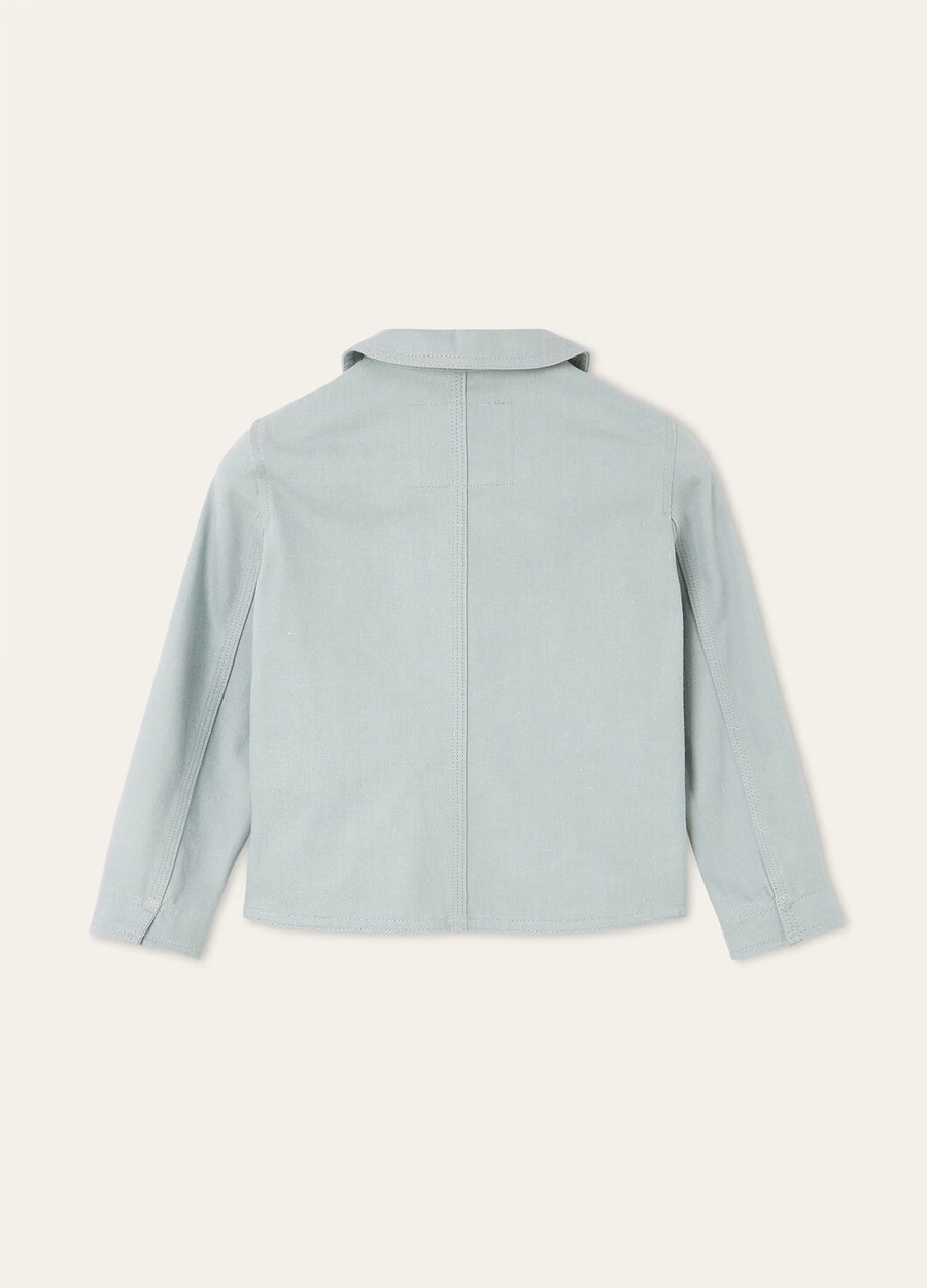 Farley Kinderjasje van denim met bloemen en azuurblauwe cactus