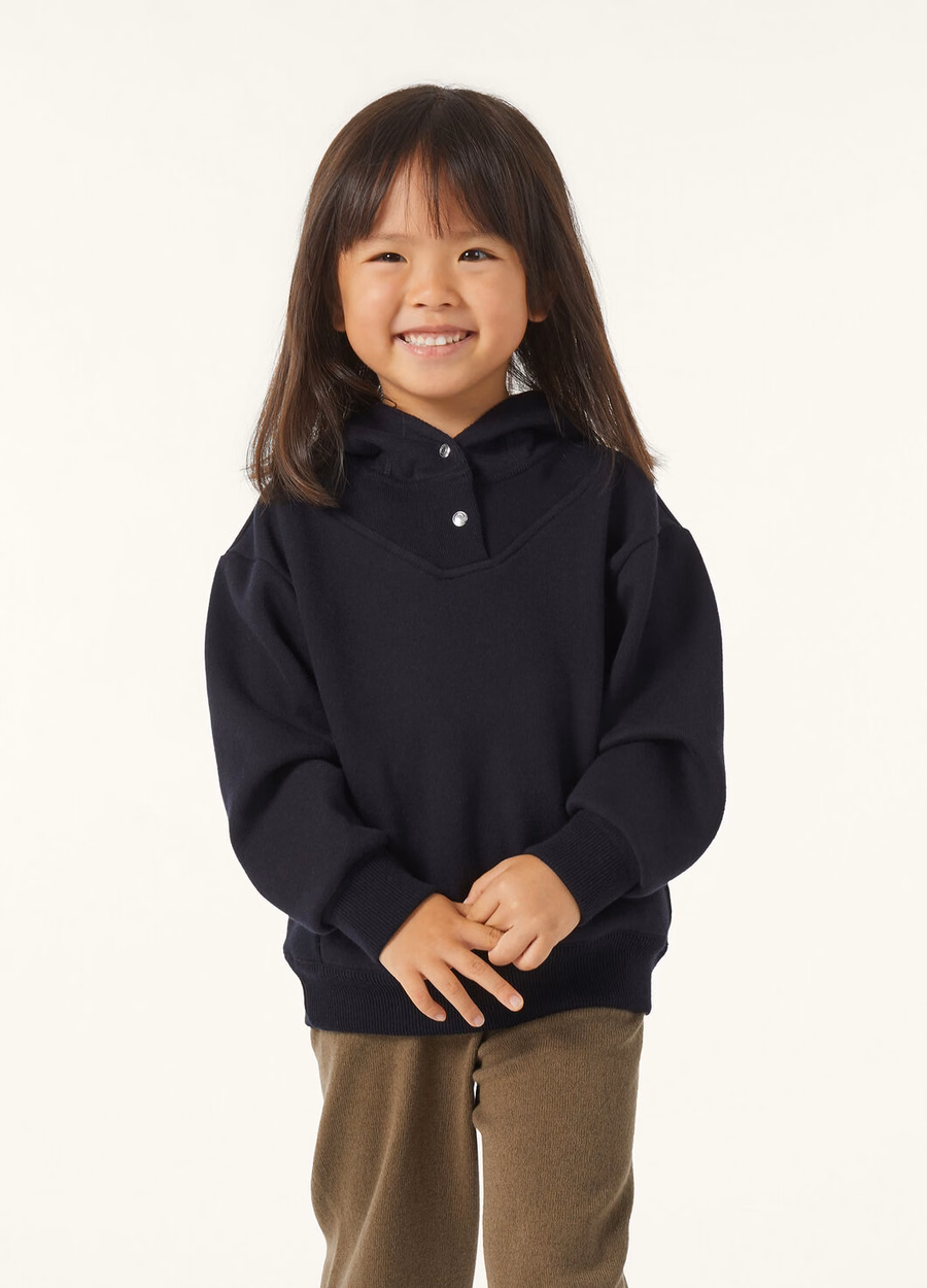 Viera-sweatshirt voor kinderen van katoen, zijde en kasjmier, marineblauw.