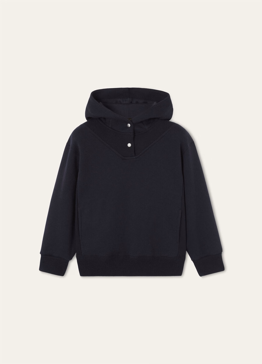 Viera-sweatshirt voor kinderen van katoen, zijde en kasjmier, marineblauw.
