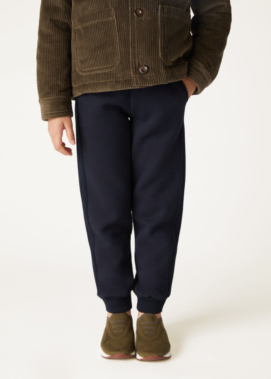 baraggia kinderbroek van katoen en kasjmier marineblauw