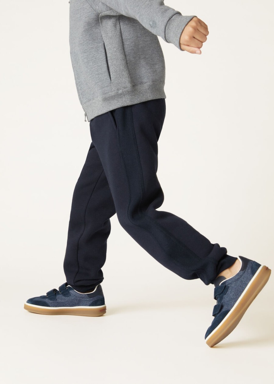 baraggia kinderbroek van katoen en kasjmier marineblauw
